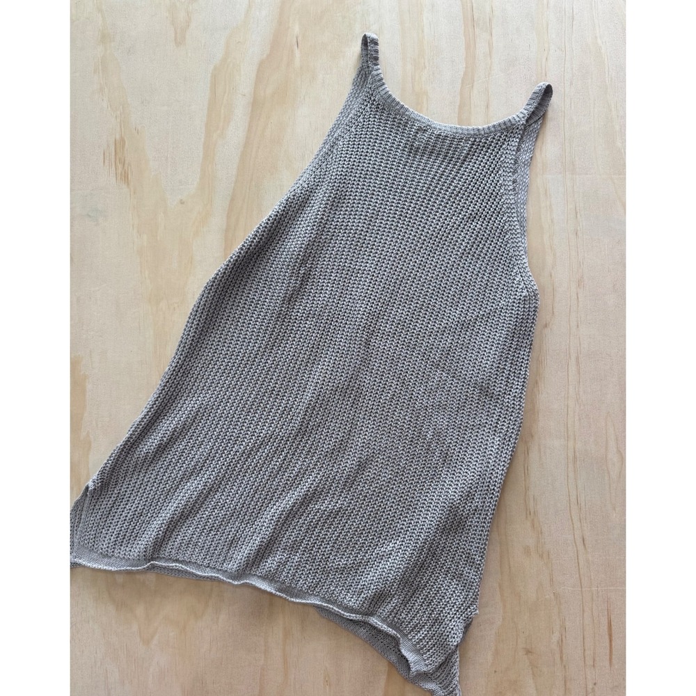 C+D+M Collection Gray Knit Tank Top Pointelle Back‎ Softgirl Sleeveless S